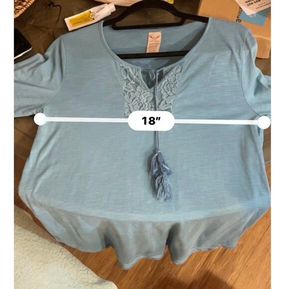 Faded Glory Women’s Top Size M Teal Blue Stretch Knit Long Sleeve Blouse Casual - Picture 5 of 7